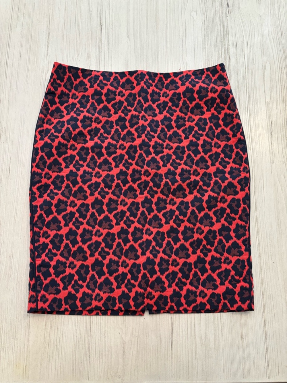 The Limited Red and Black Leopard-Print Pencil Skirt